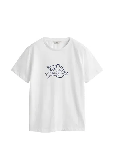 Gant Shell-print T-shirt In White