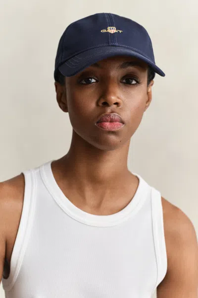 Gant Shield Cotton Twill Cap In Blue