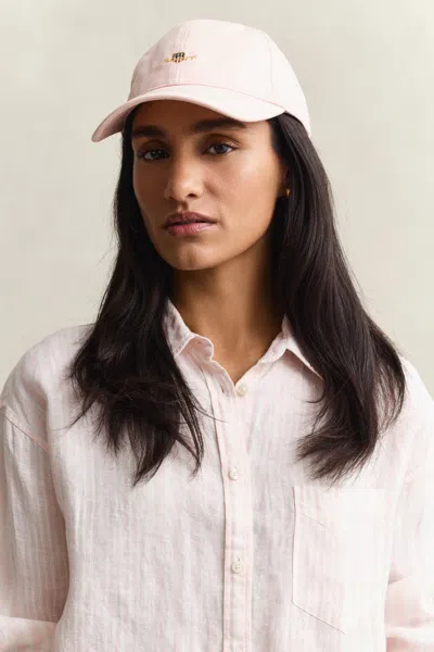 Gant Shield Logo Cotton Twill Baseball Cap In Pink