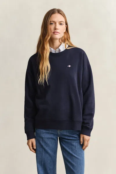 Gant Shield Crew Neck Sweatshirt In Blue