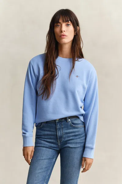 Gant Shield Crew Neck Sweatshirt In Blue