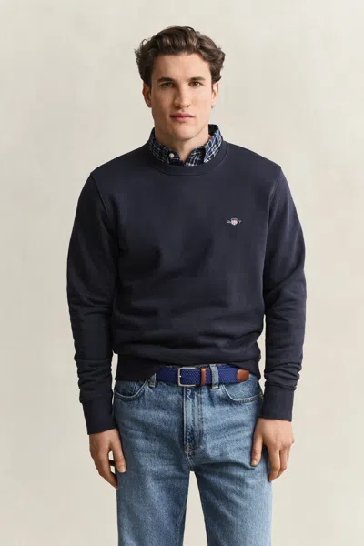 Gant Shield Crew Neck Sweatshirt In Blue