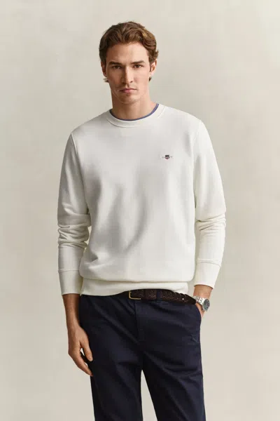 Gant Shield Crew Neck Sweatshirt In White