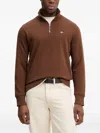 Gant Mens Regular Fit Shield Logo Half Zip Sweatshirt In Brown