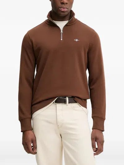 Gant Shield Half-zip Sweatshirt In Brown
