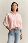 Gant Washed Shield Half-zip Sweatshirt In Pink