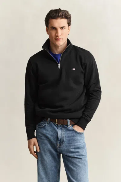 Gant Shield Half-zip Sweatshirt In Black