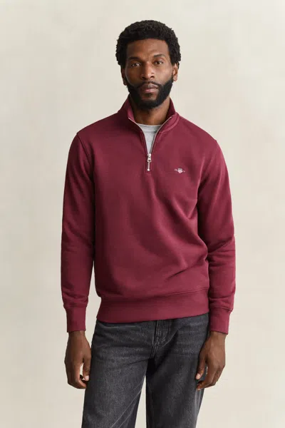 Gant Shield Half-zip Sweatshirt In Burgundy