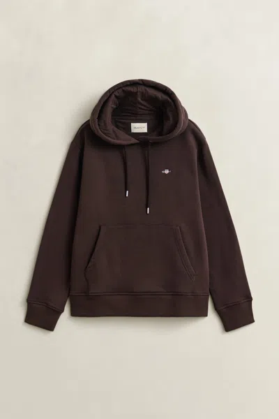 Gant Shield Hoodie In Brown