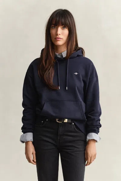 Gant Shield Hoodie In Blue