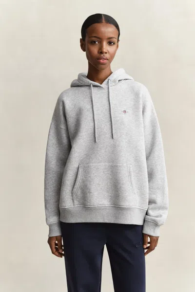 Gant Shield Hoodie In Gray