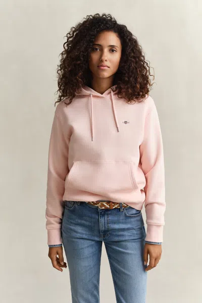 Gant Shield Hoodie In Pink