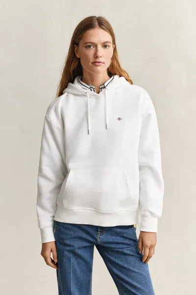 Gant Shield Hoodie In White