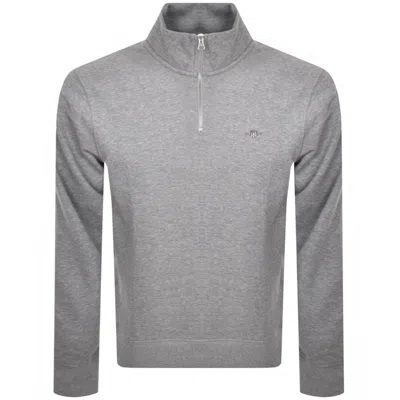 Gant Shield Logo Half Zip Sweatshirt Grey In Grey