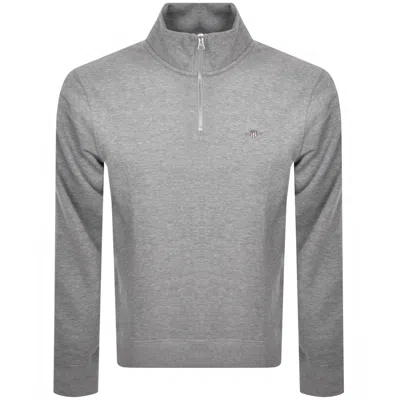 Gant Shield Logo Half Zip Sweatshirt Grey In Gray