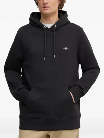 Gant Shield Logo Hoodie In Black