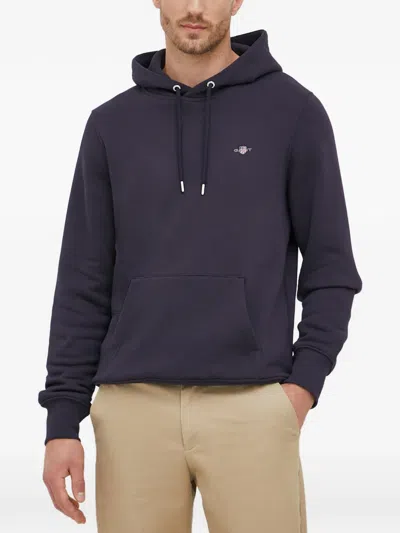 Gant Shield Logo Hoodie In Blue