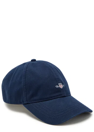 Gant Shield Logo-embroidered Cotton-twill Cap In Blue