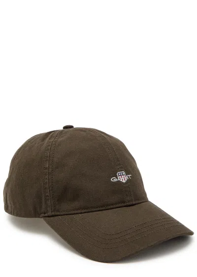 Gant Shield Logo-embroidered Cotton-twill Cap In Brown