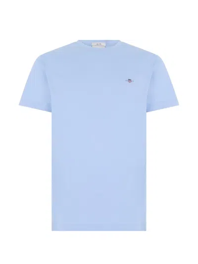 Gant Shield Logo-embroidered T-shirt In Blue