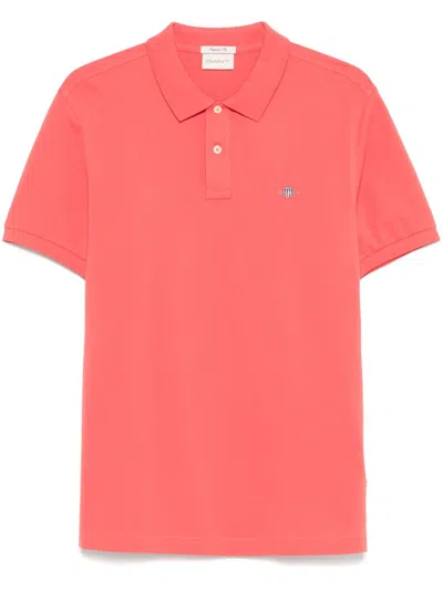 Gant Shield-motif Short-sleeve Polo Shirt In Rosa