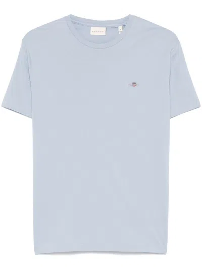Gant Mens Regular Fit Short Sleeve Shield Logo T-shirt In 457 Fresh Blue