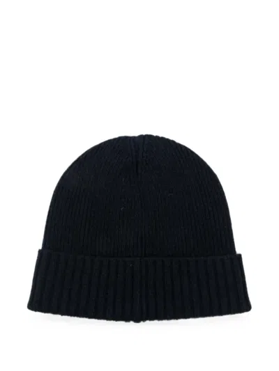 Gant Shield Ribbed-knit Beanie Hat In Blue