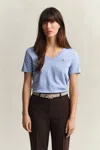 Gant Shield V-neck T-shirt In Blue