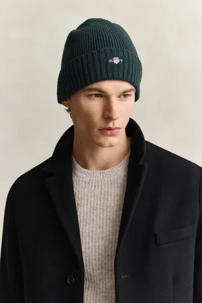 Gant Shield Wool Beanie In Green