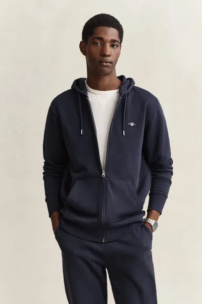 Gant Shield Zip Hoodie In Blue
