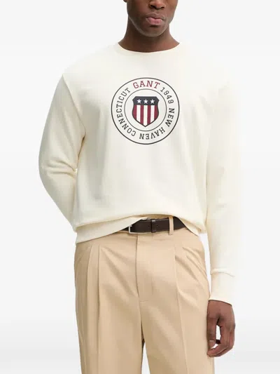 Gant Shield-graphic Sweater In White