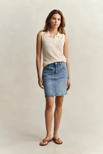 Gant Short Denim Skirt In Blue