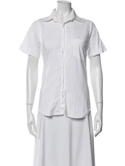 Pre-owned Gant Short Sleeve Button-up Top In White