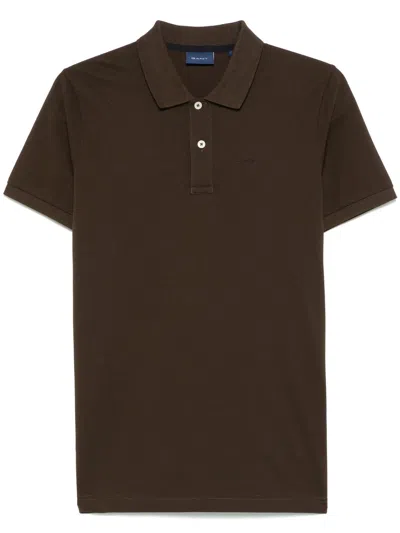 Gant Short-sleeve Polo Shirt In Brown