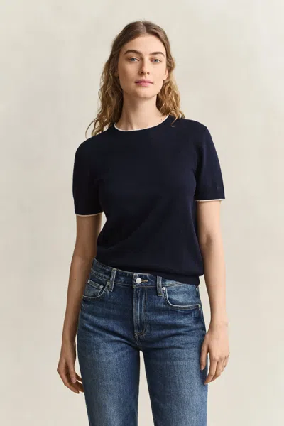 Gant Short Sleeve Sweater In Blue