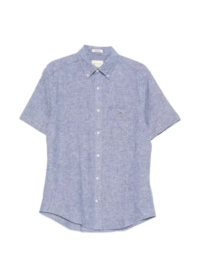 Gant Short-sleeve Button-down Shirt In Blue
