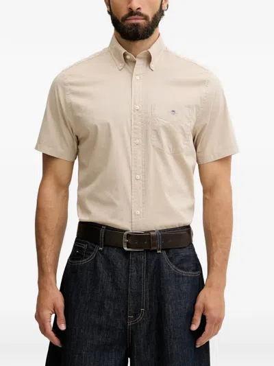 Gant Short-sleeve Button-down Shirt In Neutral