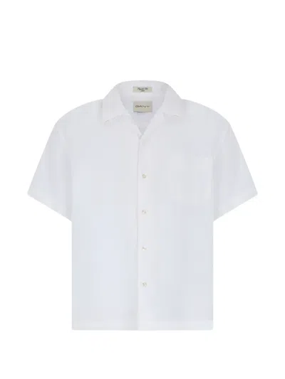 Gant Short-sleeve Linen Shirt In White
