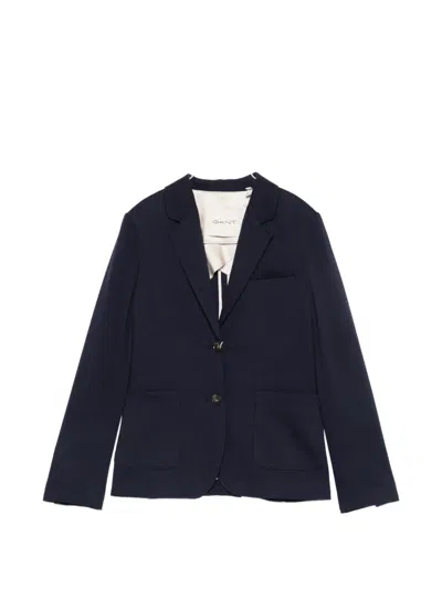 Gant Single-breasted Notch-lapel Blazer In Blue