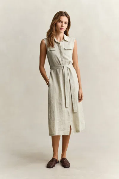 Gant Sleeveless Linen Dress In Green