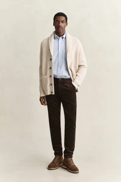 Gant Slim Corduroy Chinos In Neutral