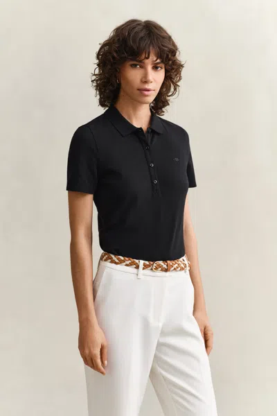 Gant Slim Fit Polo Shirt In Black