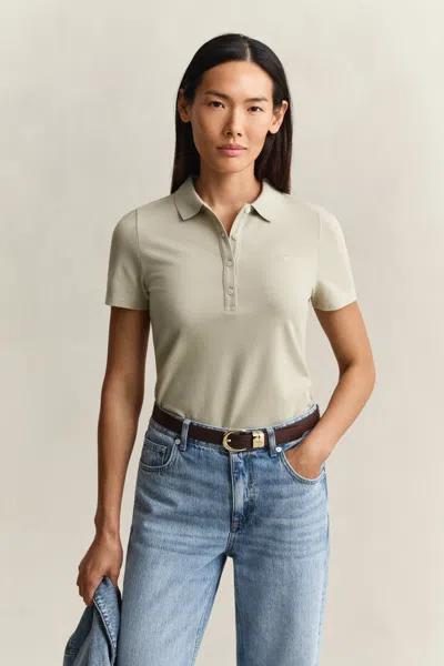 Gant Slim Fit Polo Shirt In Neutral