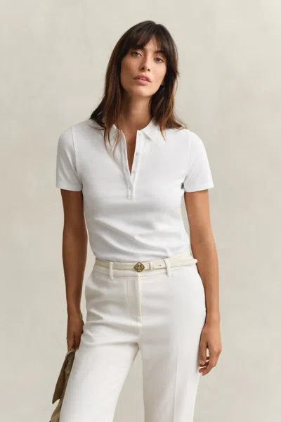 Gant Slim Fit Polo Shirt In White