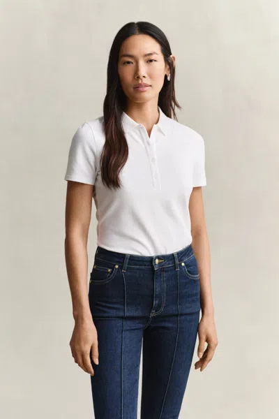 Gant Slim Fit Polo Shirt In White