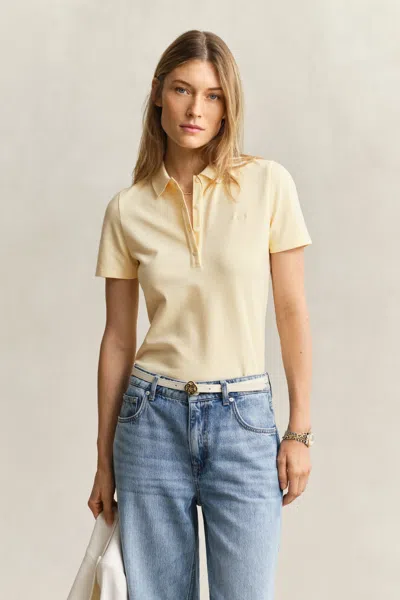 Gant Slim Fit Polo Shirt In White