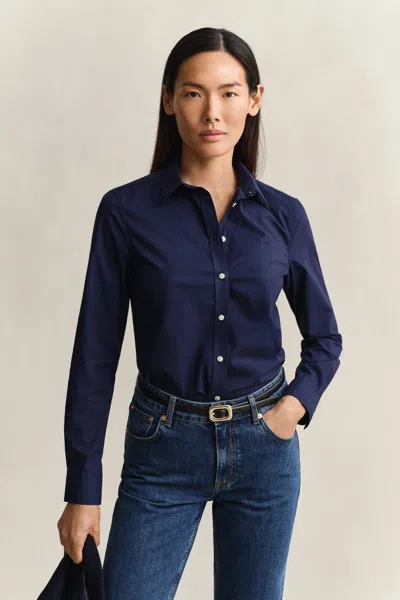 Gant Regular Fit Classic Poplin Shirt In Blue