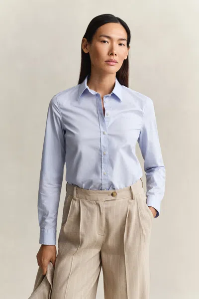 Gant Slim Fit Poplin Shirt In Blue