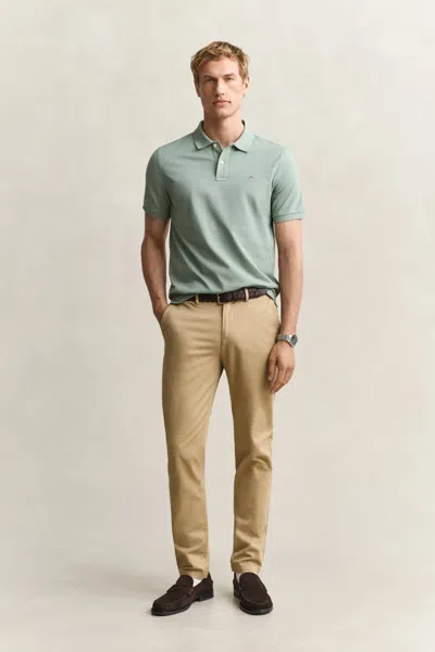 Gant Slim Fit Smart Chinos In Brown