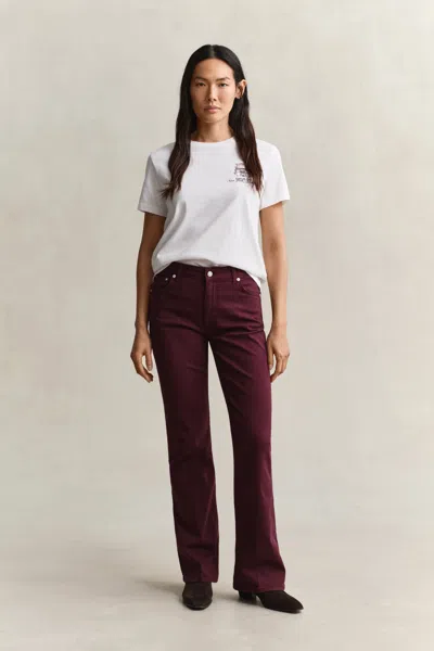 Gant Slim Flared Color Jeans In Burgundy